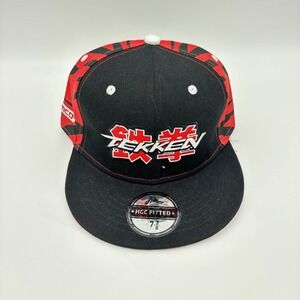 Headgear Classics Tekken Namco Fitted Hat 7 3/8 Red Black Tiger Stripe Cap NEW